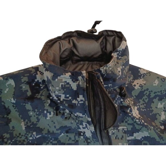 US NAVY Working Parka Mens Small Blue Camo Waterproof Full Double Zipper Jacket - Picture 2 of 10